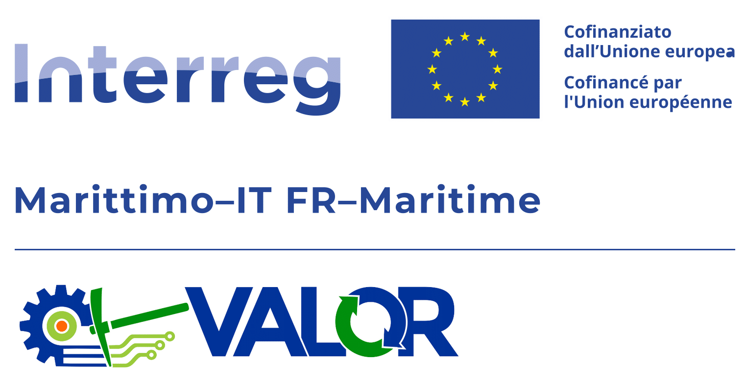Logos Interreg Italie-France Maritime 2021-2027, cofinancé par l'Union européenne, projet VALOR